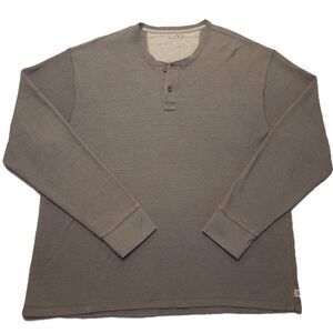 Izod Vintage Men’s XXXL 3X  Thermal Henley Shirt Gray Long Sleeve Waffle